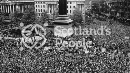 VE celebrations in Trafalgar Square, London, 1945
