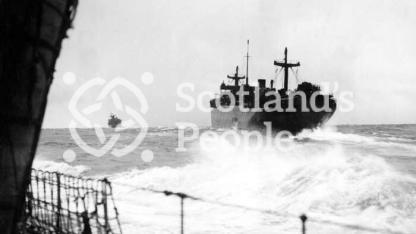 Ships of a convoy in heavy weather, 1939-1945