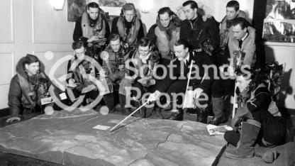 Fleet Air Arm briefing before attack on Tirpitz, 1944