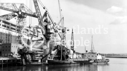 Stern view of RMS Queen Elizabeth 2 under construction, Clydebank
