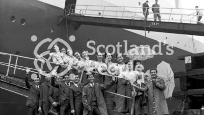 Dance troup from the Philippines visit QE2, 1968 (RMS Queen Elizabeth 2)