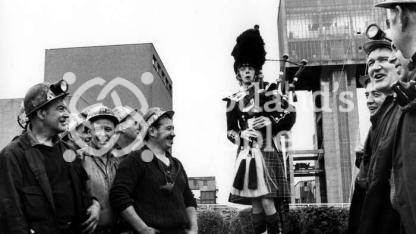 Miners and piper, Monktonhall Colliery, c 1980