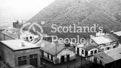 Surface buildings and bings at Ardenrigg Colliery, 1961
