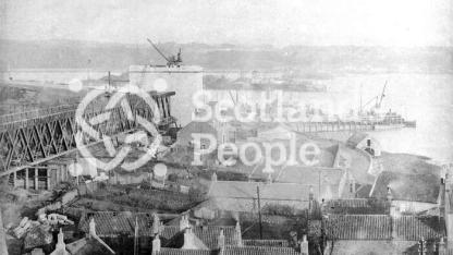 Forth Bridge during construction, 1884