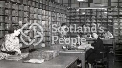 Filing room at Carron Company offices, 20th century