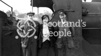 Caledonian Railway staff and locomotive, 1944