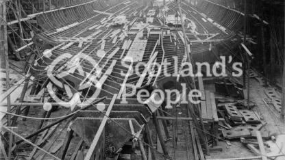 HMS Jupiter, view of the keel under construction 1894
