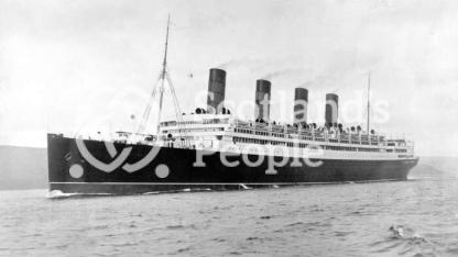 Cunard Line ocean liner RMS Aquitania on trial in the Firth of Clyde, 1913