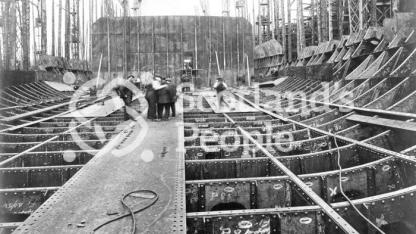 Keel of HMS Repulse, Royal Navy Reknown-Class Battlecruiser under construction, 14th April 1915