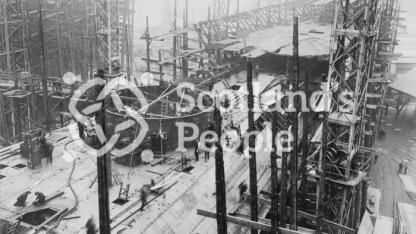 Hull of HMS Repulse, Royal Navy Reknown-Class Battlecruiser under construction, 22nd September 1915