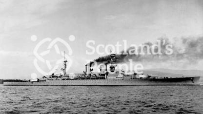 HMS Repulse, Royal Navy Reknown-Class Battlecruiser at sea on the Clyde Estuary shortly before commissioning, 14th August 1917