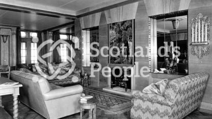 The Fireplace of the Cabin Smoking room on the Promenade Deck of Canadian Pacific Line liner SS Duchess of Bedford, 1928