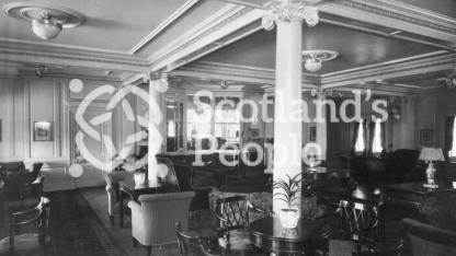 Cabin Lounge \"A\" Deck looking aft on the Canadian Pacific Line liners SS Montcalm & SS Montclare