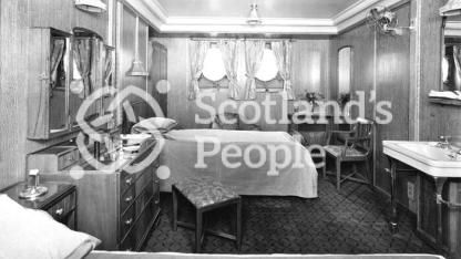 First class stateroom on Canadian Pacific Line ocean liner 'RMS Empress of Britain', 1931