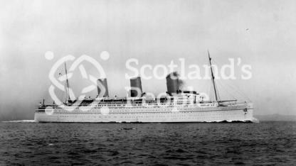The Canadian Pacific Line ocean liner the RMS Empress of Britain on trial off Arran