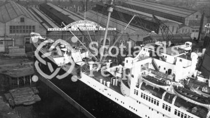 Fore end of the Cunard line ocean liner RMS Queen Mary