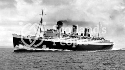 The Cunard Line ocean liner RMS Queen Mary on trial