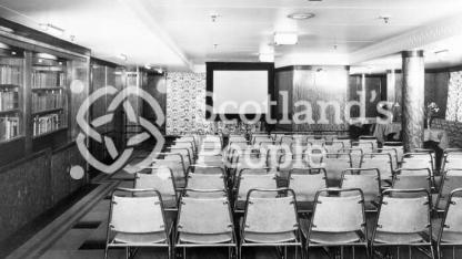 The Third Class Cinema on board the Cunard Line ocean liner RMS Queen Mary