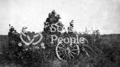 Dummy gun near trench 75, Billon Wood, Somme battlefield