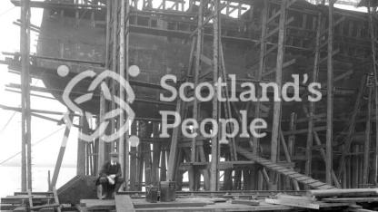Stern of HMS Tiger under construction on the slip way