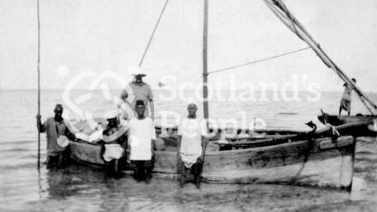 Boat's crew on a fishing trip to Coral Island off Tanzanian Coast