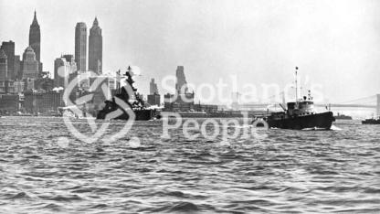HMS Malaya leaving New York harbour