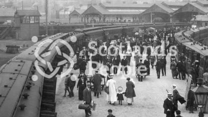 Arrival of London train at Inverness Station