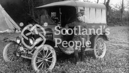 YMCA driver with YMCA van, 3rd Army, France 1918