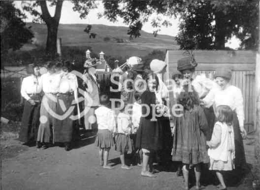 Tourists visiting Carbost, Isle of Skye
