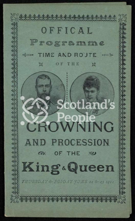 Programme for coronation of King George V and Queen Mary, 1911