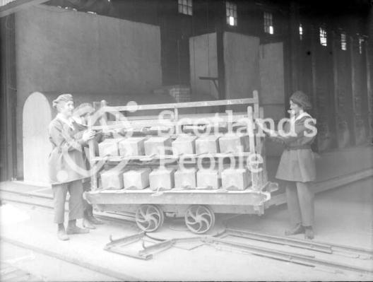 Transporting sulphur, HM Factory Gretna, 1918