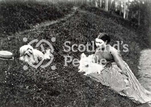 Young lady with terriers, Invercreran, 1866
