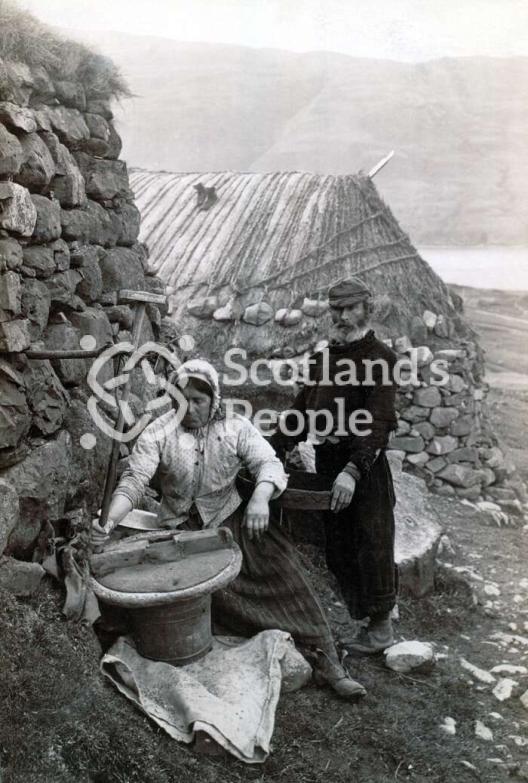 St Kildans grinding grain, c 1885
