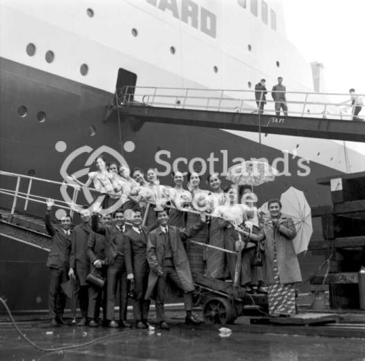 Dance troup from the Philippines visit QE2, 1968 (RMS Queen Elizabeth 2)