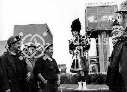 Miners and piper, Monktonhall Colliery, c 1980
