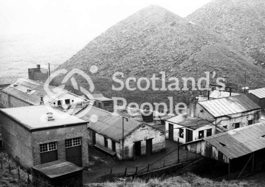 Surface buildings and bings at Ardenrigg Colliery, 1961
