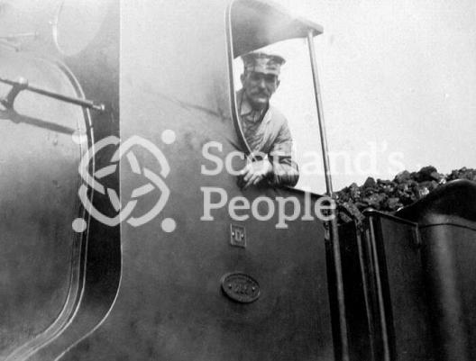 North British Railway locomotive and driver, c 1910