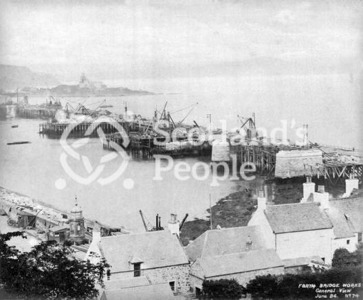 Forth Bridge during construction, 1884