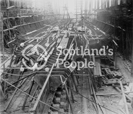 HMS Jupiter, view of the keel under construction 1894