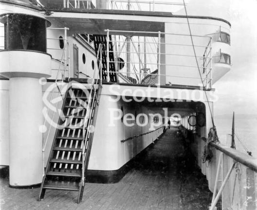 Cunard Line ocean liner RMS Saxonia (1), 1899 looking down the promenade deck
