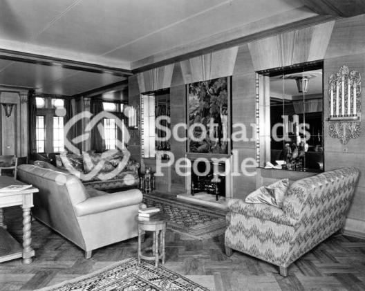 The Fireplace of the Cabin Smoking room on the Promenade Deck of Canadian Pacific Line liner SS Duchess of Bedford, 1928