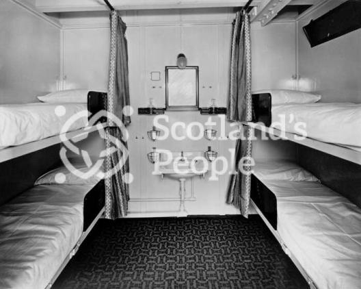 Tourist Cabin No. 636 (4 Berth) on \"C\" Deck of Canadian Pacific Line liner SS Duchess of Bedford, 1928