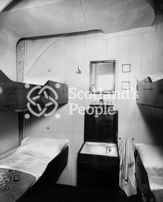 Third Class Cabin \"D\" Deck Four Berth on the Canadian Pacific Line liners SS Montcalm & SS Montclare