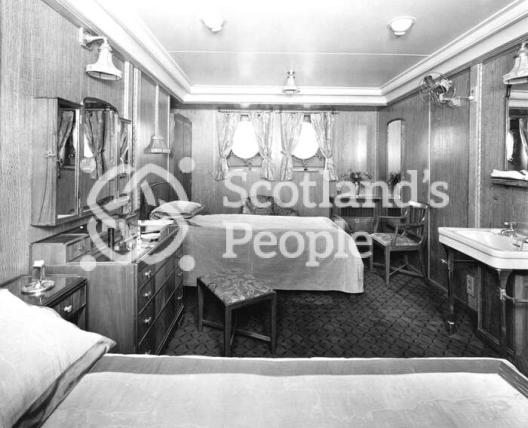 First class stateroom on Canadian Pacific Line ocean liner 'RMS Empress of Britain', 1931