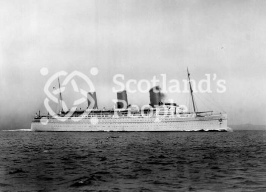 The Canadian Pacific Line ocean liner the RMS Empress of Britain on trial off Arran
