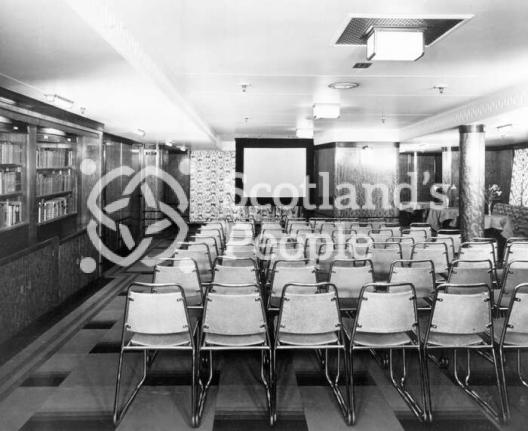The Third Class Cinema on board the Cunard Line ocean liner RMS Queen Mary