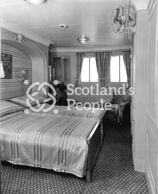 First class stateroom on Canadian Pacific Line ocean liner 'RMS Empress of Britain', 1931