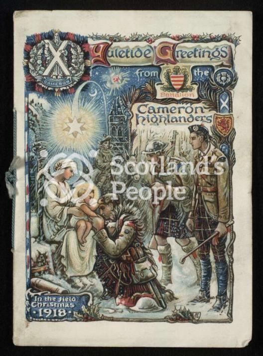 Cameron Highlanders Christmas card, 1918