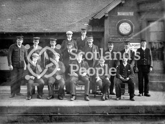 Railway staff at Dreghorn Station, c 1907