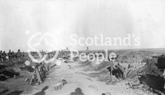 Indian Army Sepoys constructing fieldworks in Mesopotamia, c 1917